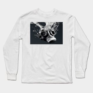 Cyberpunk Gasmask Artwork / Gasmask Splashing In Water Long Sleeve T-Shirt